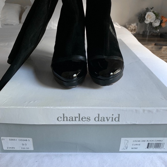 CHARLES DAVID Suede/Patent Knee High Boot - Picture 3 of 6